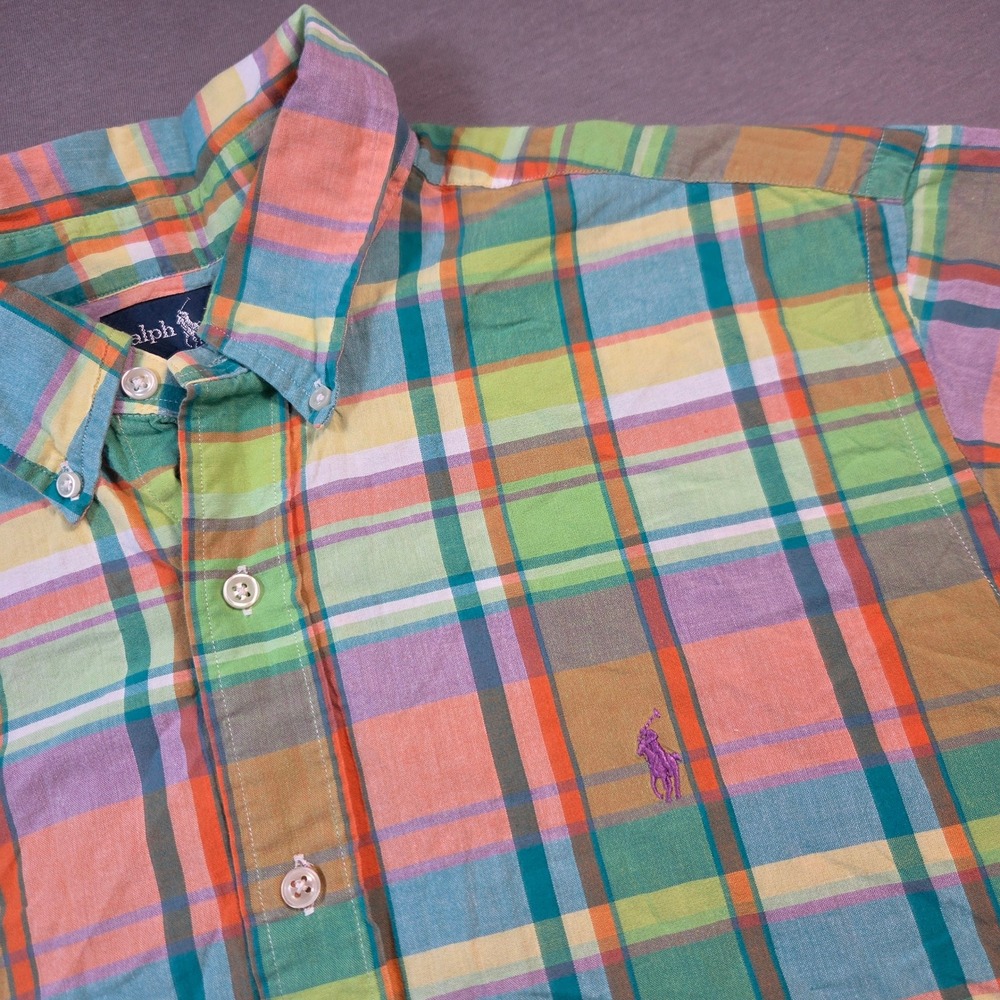 Ralph Lauren Classic Fit Plaid Short Sleeve Button Down Shirt Mens XL Multicolor